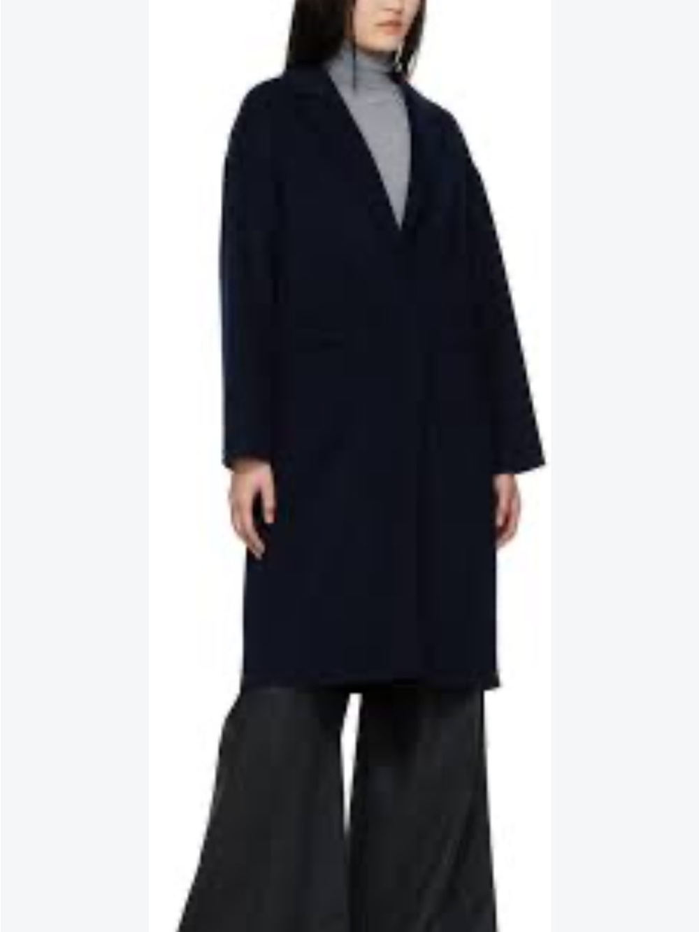 Max Mara Navy Blue Wool Cecile Coat Womens 14 Classic Warm Fall Preppy Minimalis
